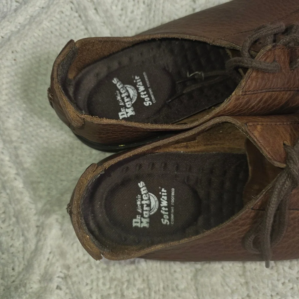 Dr. Martens Islip Oxford Loafers Brown Pebbled Leather Lace Up Mens 10 Excellent